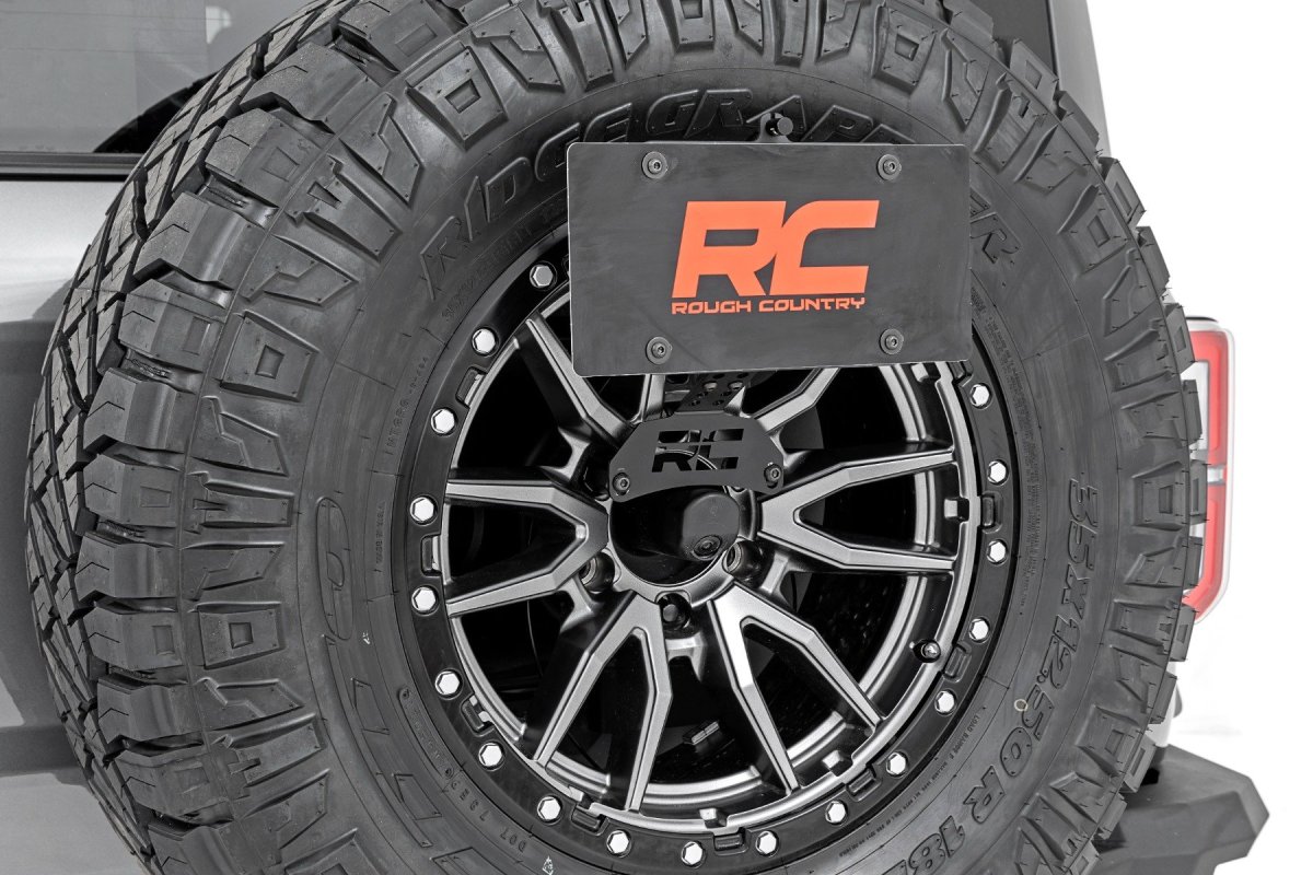 Ford Bronco License Plate Relocation Bracket - Rough Country - Black - '21-'25